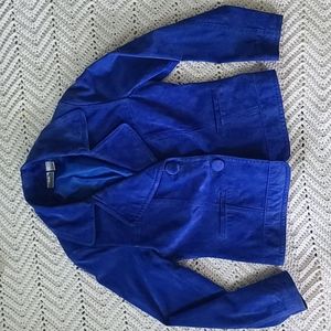 Blue genuine suede leather Chico's jacket small